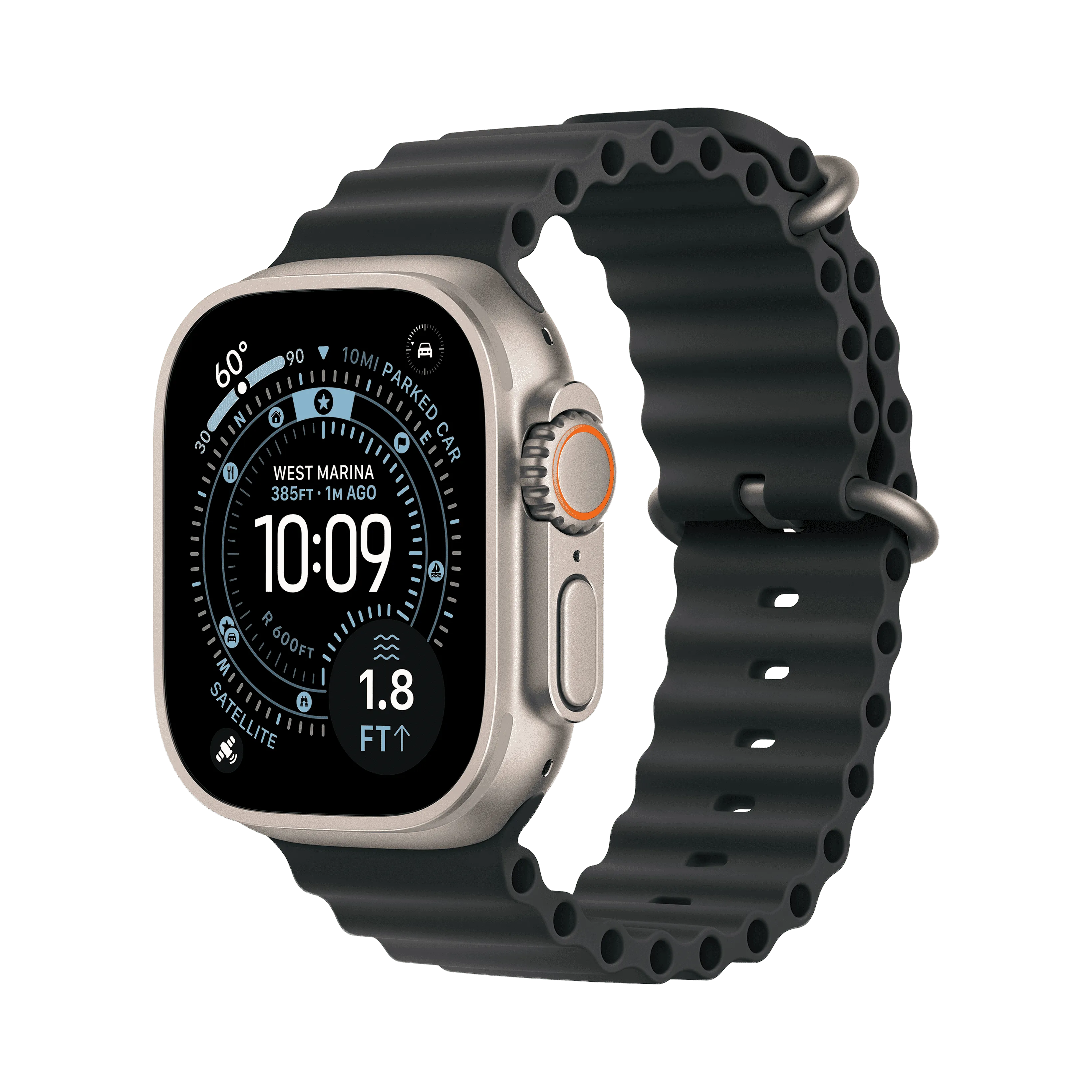 Apple Watch Ultra 3 49 мм, корпус из натурального титана